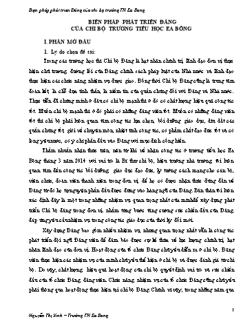 Sáng kiến kinh nghiệm Biện pháp phát triển đảng của chi bộ trường Tiểu học Ea Bông