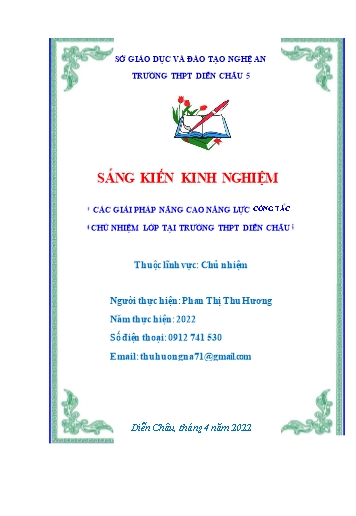 Sáng kiến kinh nghiệm Các giải pháp nâng cao năng lực công tác chủ nhiệm lớp tại trường THPT Diễn Châu 5