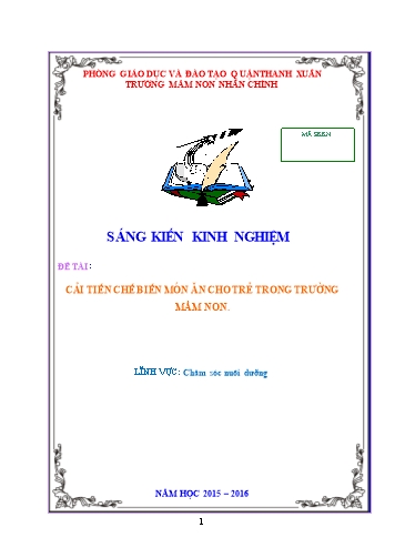 Sáng kiến kinh nghiệm Cải tiến chế biến món ăn cho trẻ trong trường Mầm non