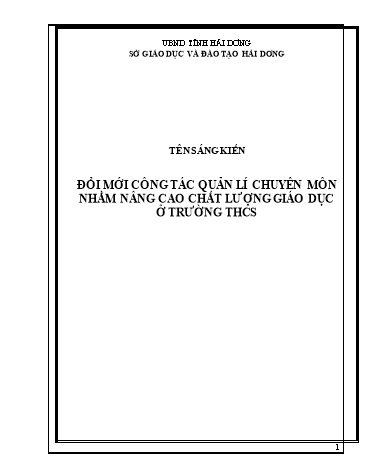 Sáng kiến kinh nghiệm Đổi mới công tác quản lí chuyên môn nhằm nâng cao chất lượng giáo dục ở trường THCS