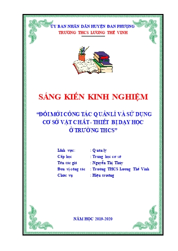 Sáng kiến kinh nghiệm Đổi mới công tác quản lí và sử dụng cơ sở vật chất, thiết bị dạy học ở trường THCS