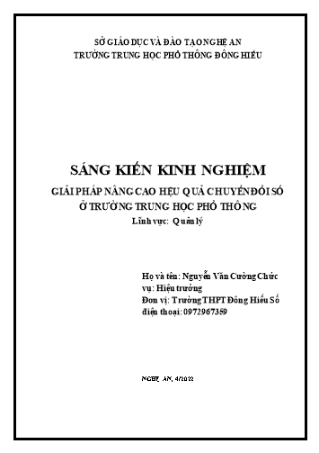 Sáng kiến kinh nghiệm Giải pháp nâng cao hệu quả chuyển đổi số ở trường THPT