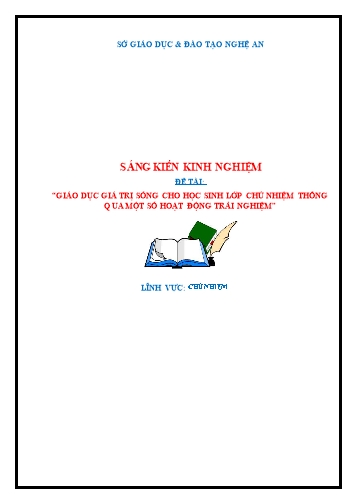 Sáng kiến kinh nghiệm Giáo dục giá trị sống cho học sinh lớp chủ nhiệm thông qua một số hoạt động trải nghiệm
