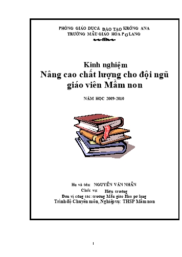 Sáng kiến kinh nghiệm Kinh nghiệm Nâng cao chất lượng cho đội ngũ giáo viên Mầm non
