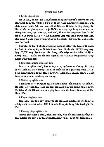 Sáng kiến kinh nghiệm Kỹ năng ứng dụng CNTT trong hạch toán tiền lương, tiền công và bảo hiểm xã hội ở trường THCS
