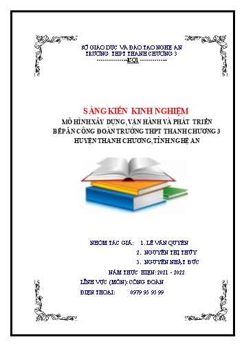 Sáng kiến kinh nghiệm Mô hình xây dựng, vận hành và phát triển bếp ăn công đoàn trường THPT Thanh Chương 3