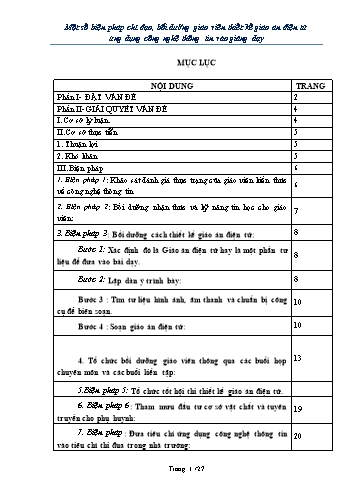 Sáng kiến kinh nghiệm Một số biện pháp chỉ đạo, bồi dưỡng giáo viên thiết kế giáo án điện tử ứng dụng công nghệ thông tin vào giảng dạy
