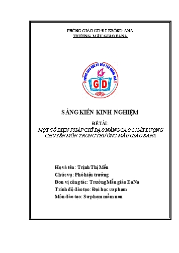 Sáng kiến kinh nghiệm Một số biện pháp chỉ đạo nâng cao chất lượng chuyên môn trong trường Mẫu giáo EaNa