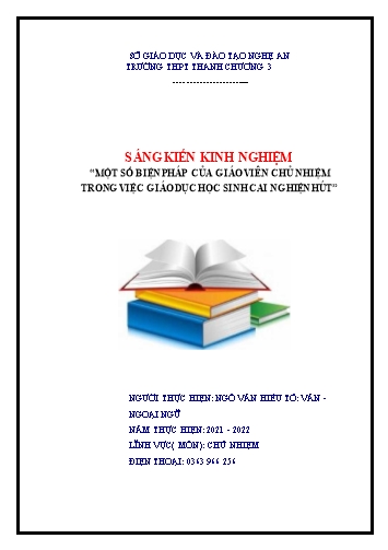 Sáng kiến kinh nghiệm Một số biện pháp của GVCN trong việc giáo dục học sinh cai nghiện thuốc lá