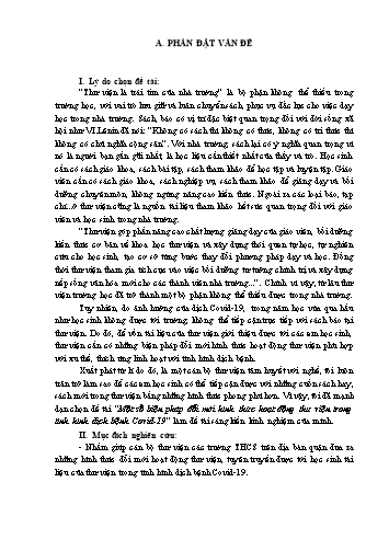 Sáng kiến kinh nghiệm Một số biện pháp đổi mới hình thức hoạt động thư viện trong tình hình dịch bệnh covid-19