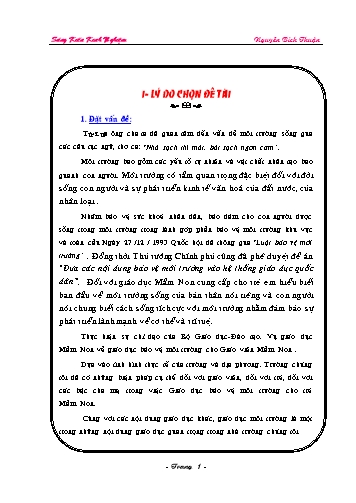 Sáng kiến kinh nghiệm Một số biện pháp giáo dục bảo vệ môi trường trong trường Mầm non