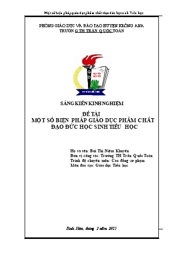 Sáng kiến kinh nghiệm Một số biện pháp giáo dục phẩm chất đạo đức học sinh Tiểu học