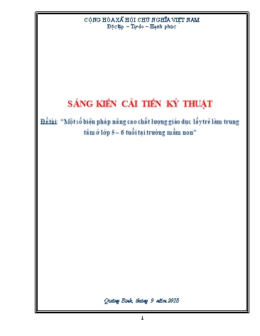 Sáng kiến kinh nghiệm Một số biện pháp nâng cao chất lượng giáo dục lấy trẻ làm trung tâm ở lớp 5-6 tuổi tại trường mầm non