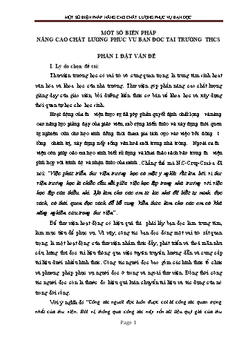 Sáng kiến kinh nghiệm Một số biện pháp nâng cao chất lượng phục vụ bạn đọc tại thư viện trường THCS