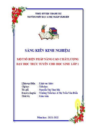Sáng kiến kinh nghiệm Một số biện pháp nhằm nâng cao chất lượng dạy học trực tuyến cho học sinh Lớp 1