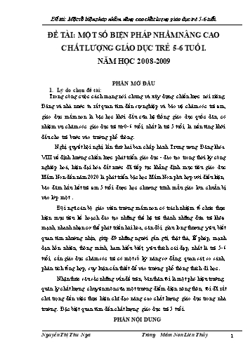 Sáng kiến kinh nghiệm Một số biện pháp nhằm nâng cao chất lượng giáo dục trẻ 5-6 tuổi