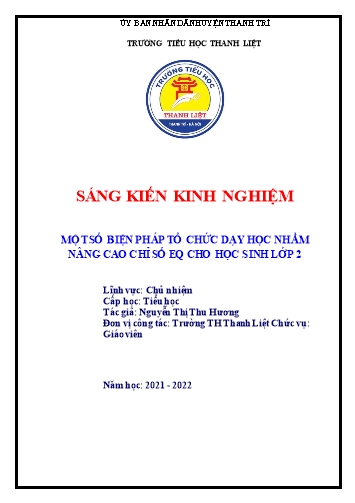 Sáng kiến kinh nghiệm Một số biện pháp tổ chức dạy học nhằm nâng cao chỉ số EQ cho học sinh Lớp 2