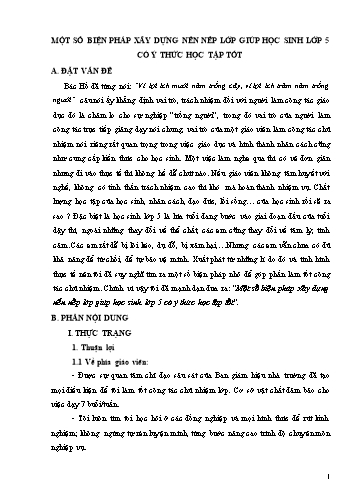 Sáng kiến kinh nghiệm Một số biện pháp xây dựng nền nếp lớp giúp học sinh Lớp 5 có ý thức học tập tốt