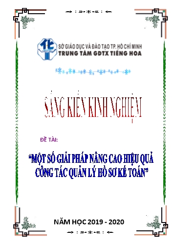 Sáng kiến kinh nghiệm Một số giải pháp nâng cao hiệu quả công tác quản lý hồ sơ kế toán