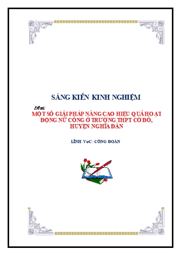 Sáng kiến kinh nghiệm Một số giải pháp nâng cao hiệu quả hoạt động nữ công ở trường THPT Cờ Đỏ