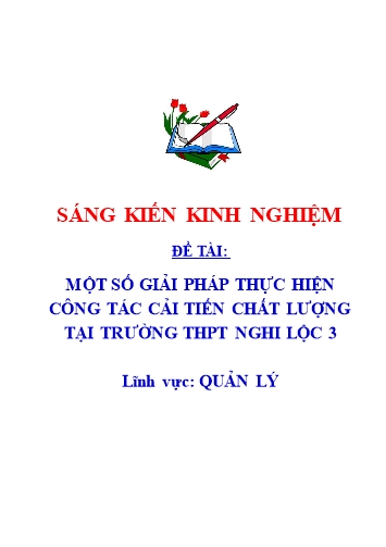 Sáng kiến kinh nghiệm Một số giải pháp thực hiện công tác cải tiến chất lượng tại trường THPT Nghi Lộc 3
