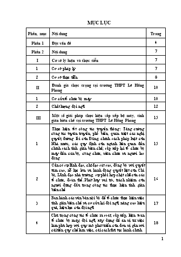 Sáng kiến kinh nghiệm Một số giải pháp trong việc thực hiện sắp xếp bộ máy và chính sách tinh giản biên chế tại trường THPT Lê Hồng Phong Sáng kiến kinh nghiệm Một số giải pháp trong việc thực hiện sắp xếp bộ máy và chính sách tinh giản biên chế tại trường THPT Lê Hồng Phong