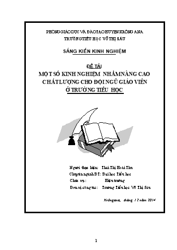 Sáng kiến kinh nghiệm Một số kinh nghiệm nhằm nâng cao chất lượng cho đội ngũ giáo viên ở trường Tiểu học
