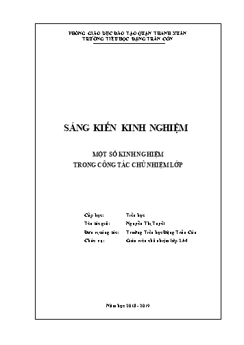 Sáng kiến kinh nghiệm Một số kinh nghiệm trong công tác chủ nhiệm lớp trường Tiểu học Đặng Trần Côn