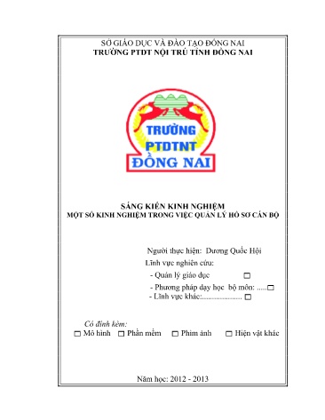 Sáng kiến kinh nghiệm Một số kinh nghiệm trong việc quản lý hồ sơ cán bộ