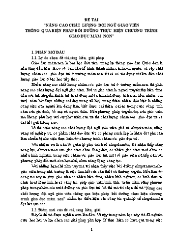 Sáng kiến kinh nghiệm Nâng cao chất lượng đội ngũ giáo viên thông qua biện pháp bồi dưỡng thực hiện chương trình giáo dục mầm non