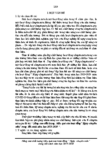 Sáng kiến kinh nghiệm Nâng cao chất lượng, hiệu quả của hoạt động “Ngày chuyên môn” trong bối cảnh năm học 2019-2020