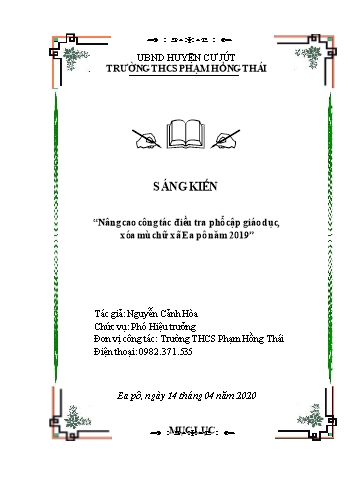 Sáng kiến kinh nghiệm Nâng cao công tác điều tra phổ cập giáo dục, xóa mù chữ xã Ea pô năm 2019