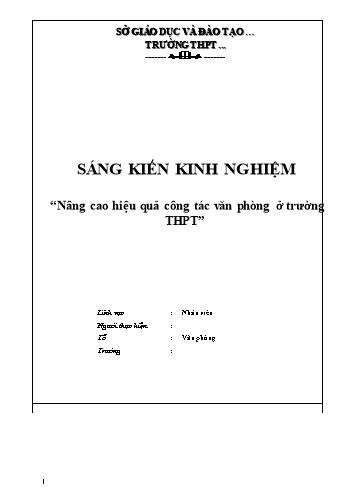 Sáng kiến kinh nghiệm Nâng cao hiệu quả công tác văn phòng ở trường THPT