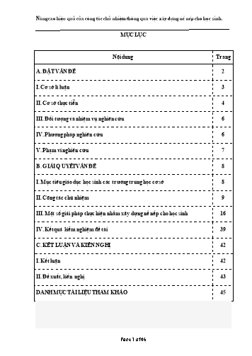 Sáng kiến kinh nghiệm Nâng cao hiệu quả của công tác chủ nhiệm thông qua việc xây dựng nề nếp học sinh