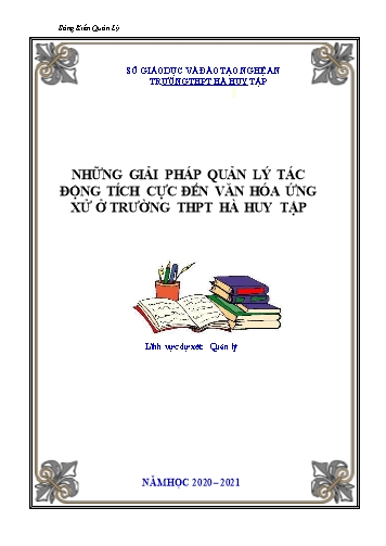 Sáng kiến kinh nghiệm Những giải pháp quản lý, tác động tích cực đến văn hóa ứng xử ở trường THPT Hà Huy Tập