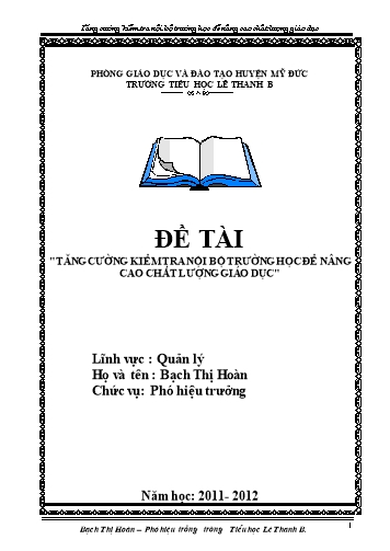 Sáng kiến kinh nghiệm Tăng cường kiểm tra nội bộ trường học để nâng cao chất lượng Giáo dục