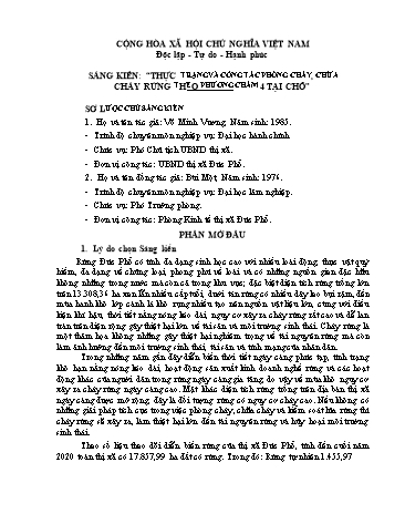 Sáng kiến kinh nghiệm Thực trạng và công tác phòng cháy, chữa cháy rừng theo phương châm 4 tại chỗ