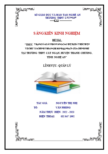 Sáng kiến kinh nghiệm Thực trạng và giải pháp nâng cao hiệu quả thực hiện tự chủ tài chính tại trường THPT Cát Ngạn