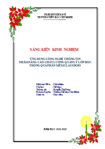 Sáng kiến kinh nghiệm Ứng dụng công nghệ thông tin nhằm nâng cao chất lượng quản lí lớp học thông qua phần mềm ClassDojo