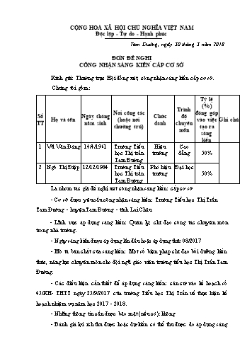 SKKN Một số biện pháp chỉ đạo bồi dưỡng kiến thức, năng lực chuyên môn cho đội ngũ giáo viên trường tiểu học Thị Trấn Tam Đường