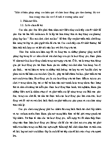 SKKN Một số biện pháp nâng cao hiệu quả tổ chức hoạt động góc theo hướng lấy trẻ làm trung tâm cho trẻ 5-6 tuổi ở trường mầm non