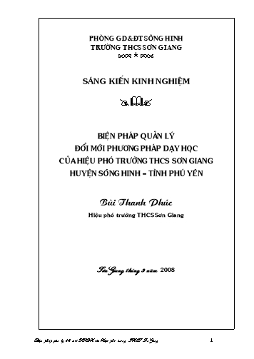 Sáng kiến kinh nghiệm Biện pháp quản lý đổi mới phương pháp dạy học của hiệu phó trường THCS Sơn Giang