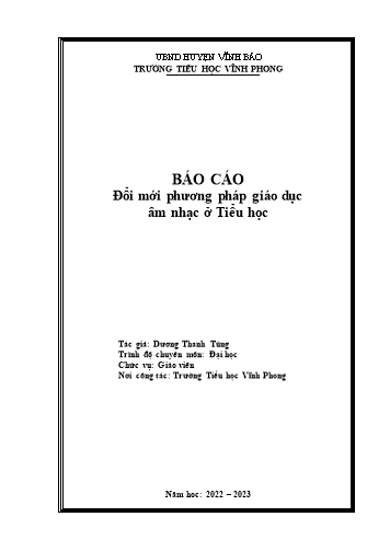 Sáng kiến kinh nghiệm Đổi mới phương pháp giáo dục âm nhạc ở Tiểu học