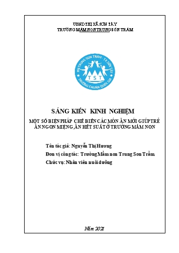 Sáng kiến kinh nghiệm Một số biện pháp chế biến món ăn mới giúp trẻ ăn ngon miệng, ăn hết suất ở trường mầm non