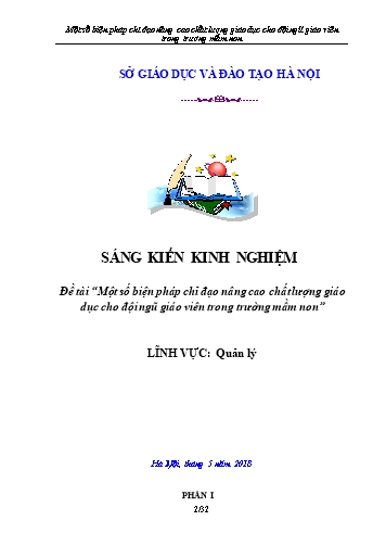 Sáng kiến kinh nghiệm Một số biện pháp chỉ đạo nâng cao chất lượng giáo dục cho đội ngũ giáo viên trong trường mầm non