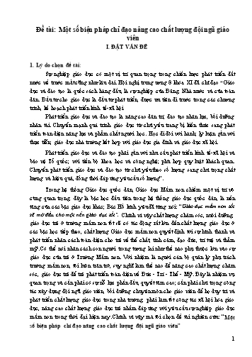 Sáng kiến kinh nghiệm Một số biện pháp chỉ đạo nâng cao chất lượng đội ngũ giáo viên mầm non