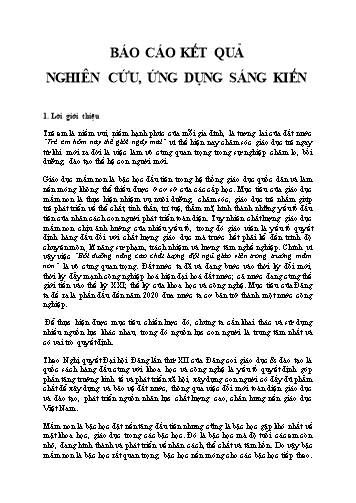 Sáng kiến kinh nghiệm Một số biện pháp giúp giáo viên thực hiện tốt công tác chuyên môn thông qua bồi dưỡng thường xuyên