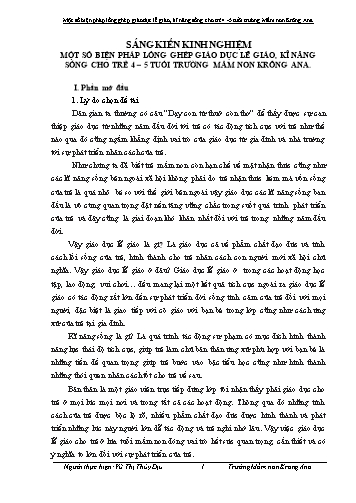Sáng kiến kinh nghiệm Một số biện pháp lồng ghép giáo dục lễ giáo và kĩ năng sống cho trẻ 4-5 tuổi trường Mầm Non Krông Ana