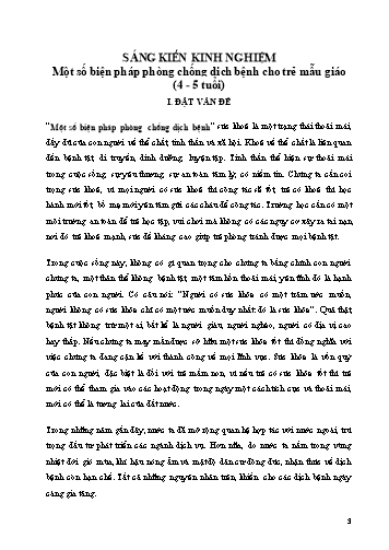 Sáng kiến kinh nghiệm Một số biện pháp phòng chống dịch bệnh cho trẻ mẫu giáo (4-5 tuổi)