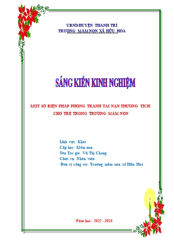 Sáng kiến kinh nghiệm Một số biện pháp phòng tránh tai nạn thương tích cho trẻ trong trường mầm non